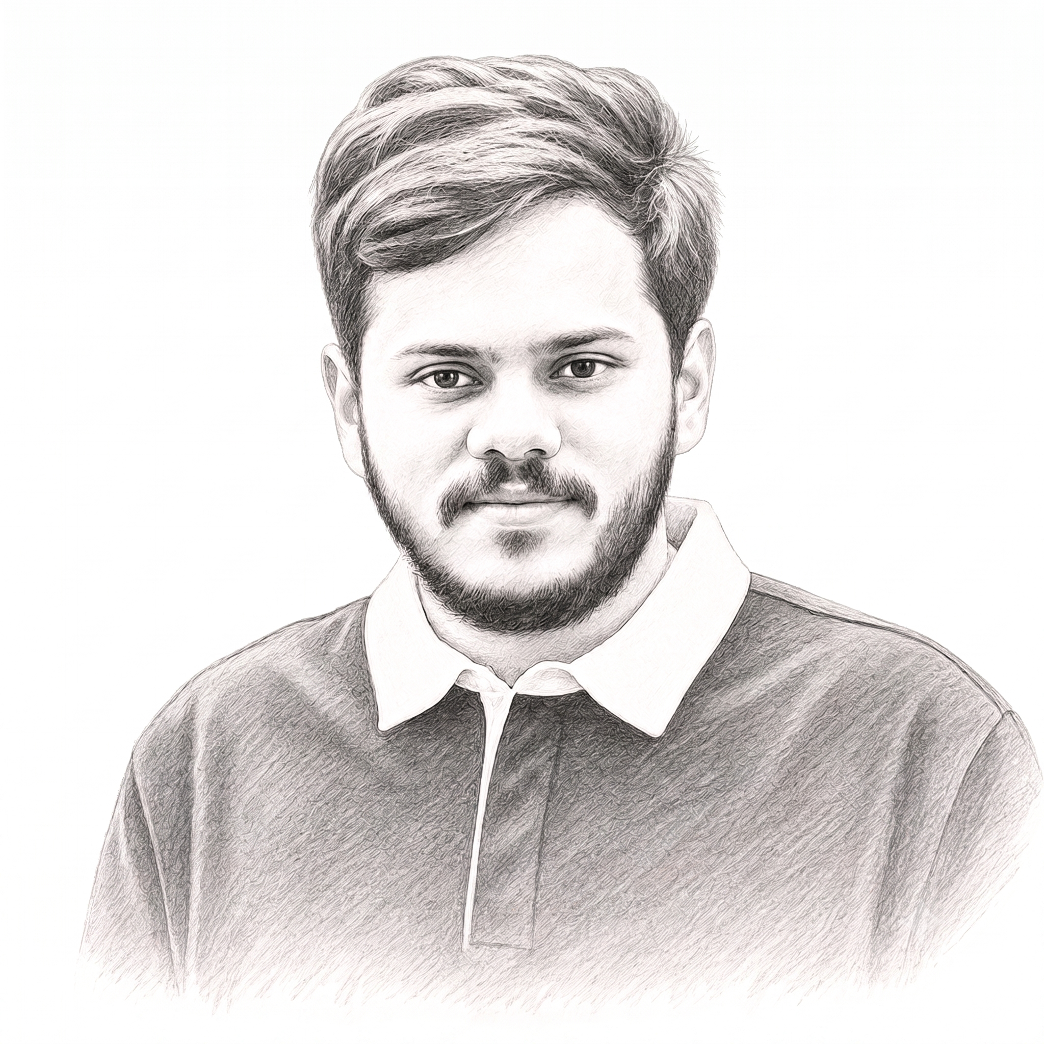 Pencil sketch portrait of Ashmil Hussain